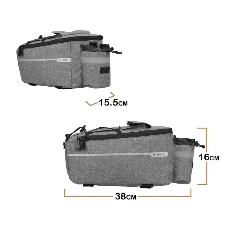 Sacoche de Vélo Arrière 13L Étanche – Sac de Porte-Bagages Convertible en Bandoulière
