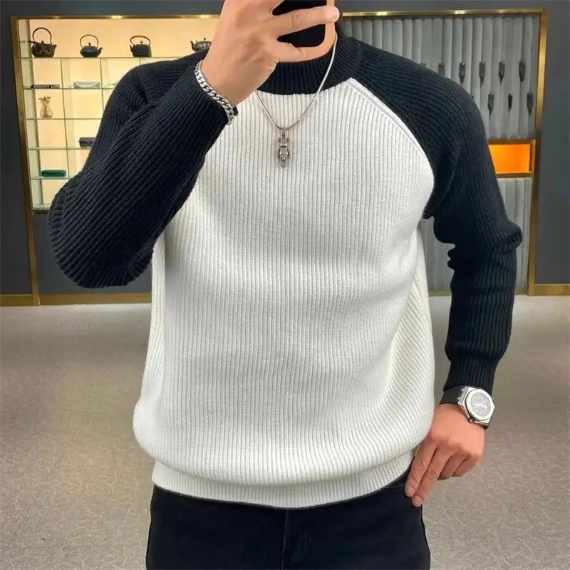 Pull à maille épaisse bicolore Homme