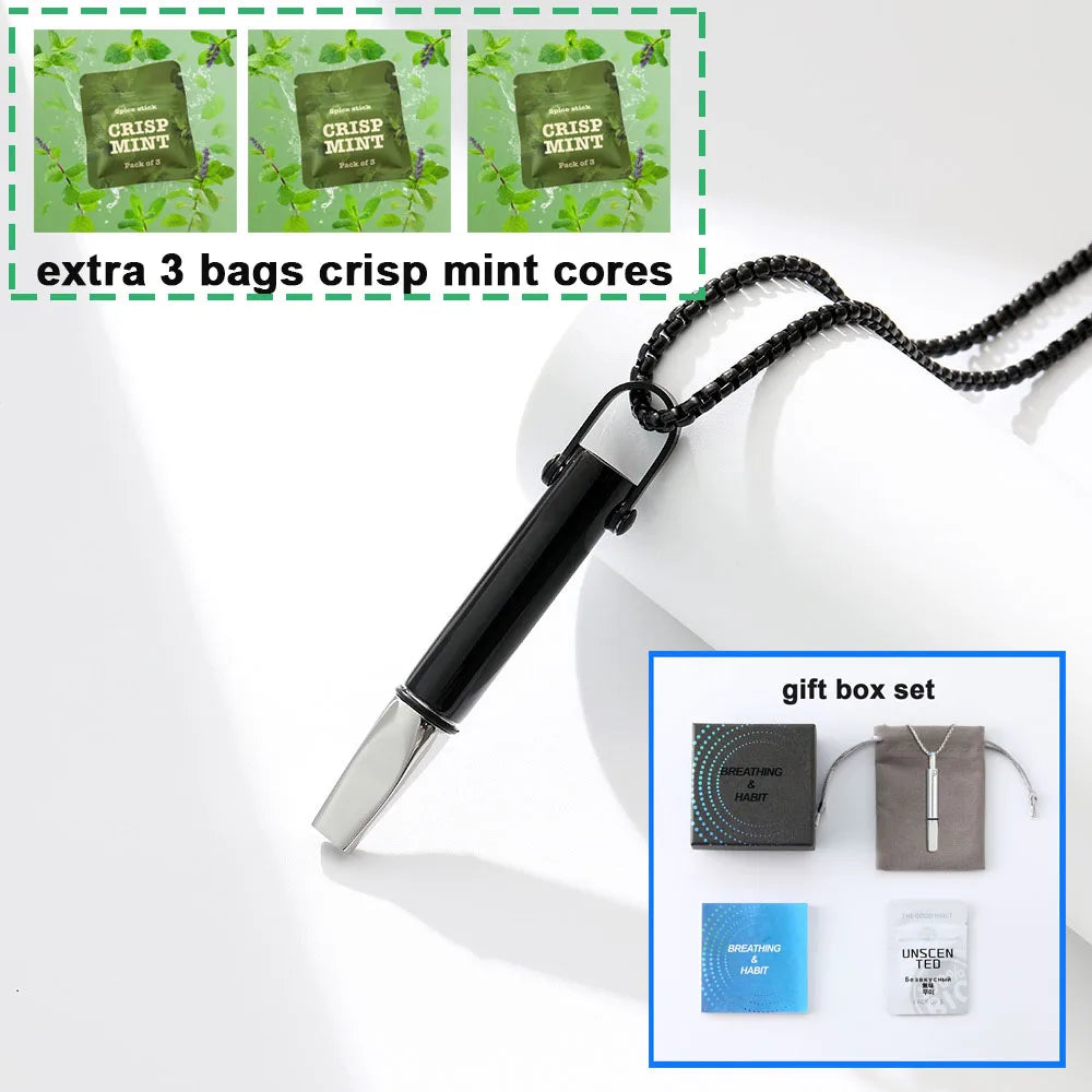 Collier Inhalateur d'Arômes Portable pour Arrêter de Fumer – Diffuseur Personnel Sans Batterie & Sans Vapeur + 3 Recharges OFFERTES