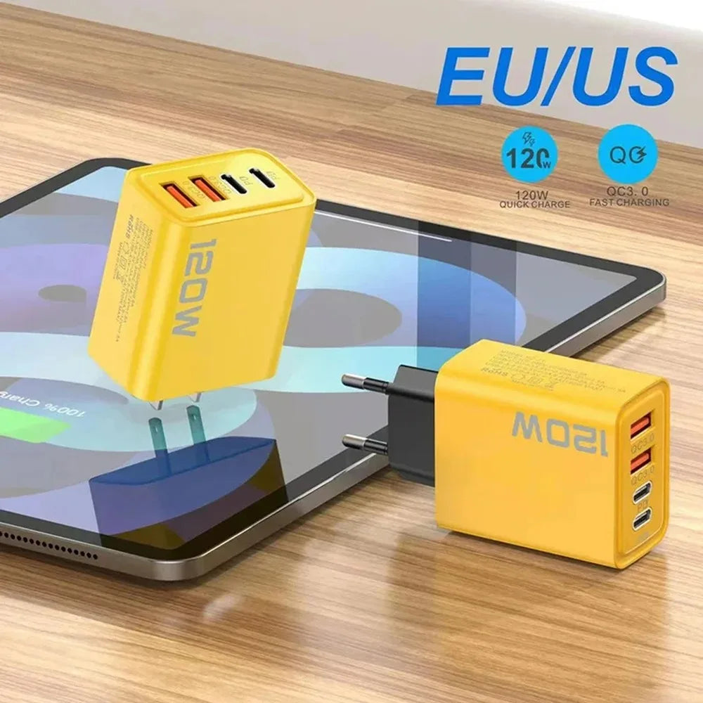 Chargeur 120W Ultra Compact - 2 USB + 2 Type-C