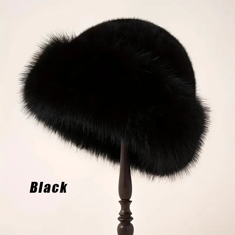 Chapeau à Revers en Fausse Fourrure Chaude - Femme