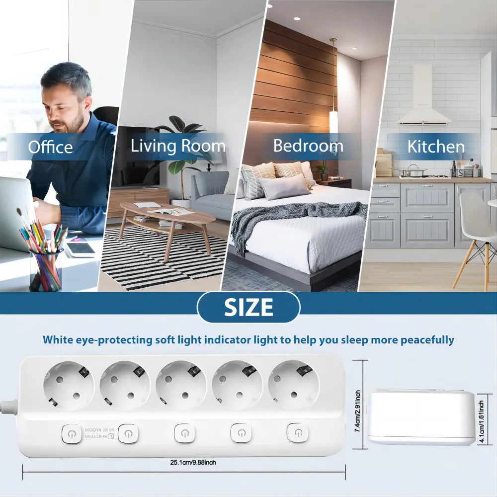 Multiprise 2500W Anti-Surchauffe à Interrupteurs - 3 ou 5 Prises