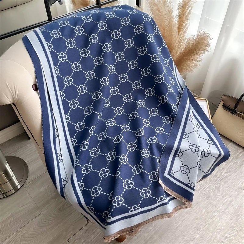 Écharpe Châle à Motif Monograme Imitation Cachemire