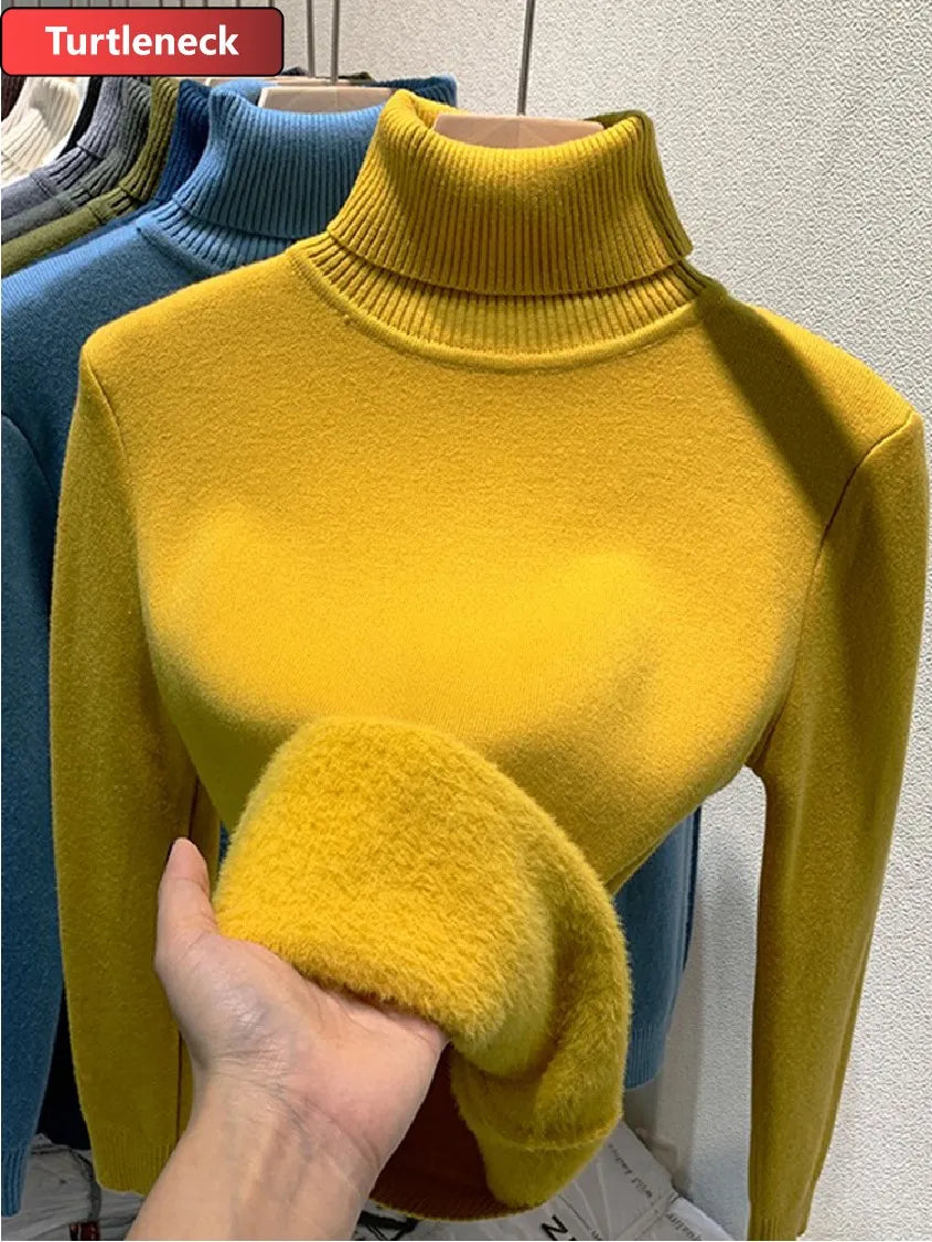 Pull Slim Col Roulé - Intérieur Peluche Douce