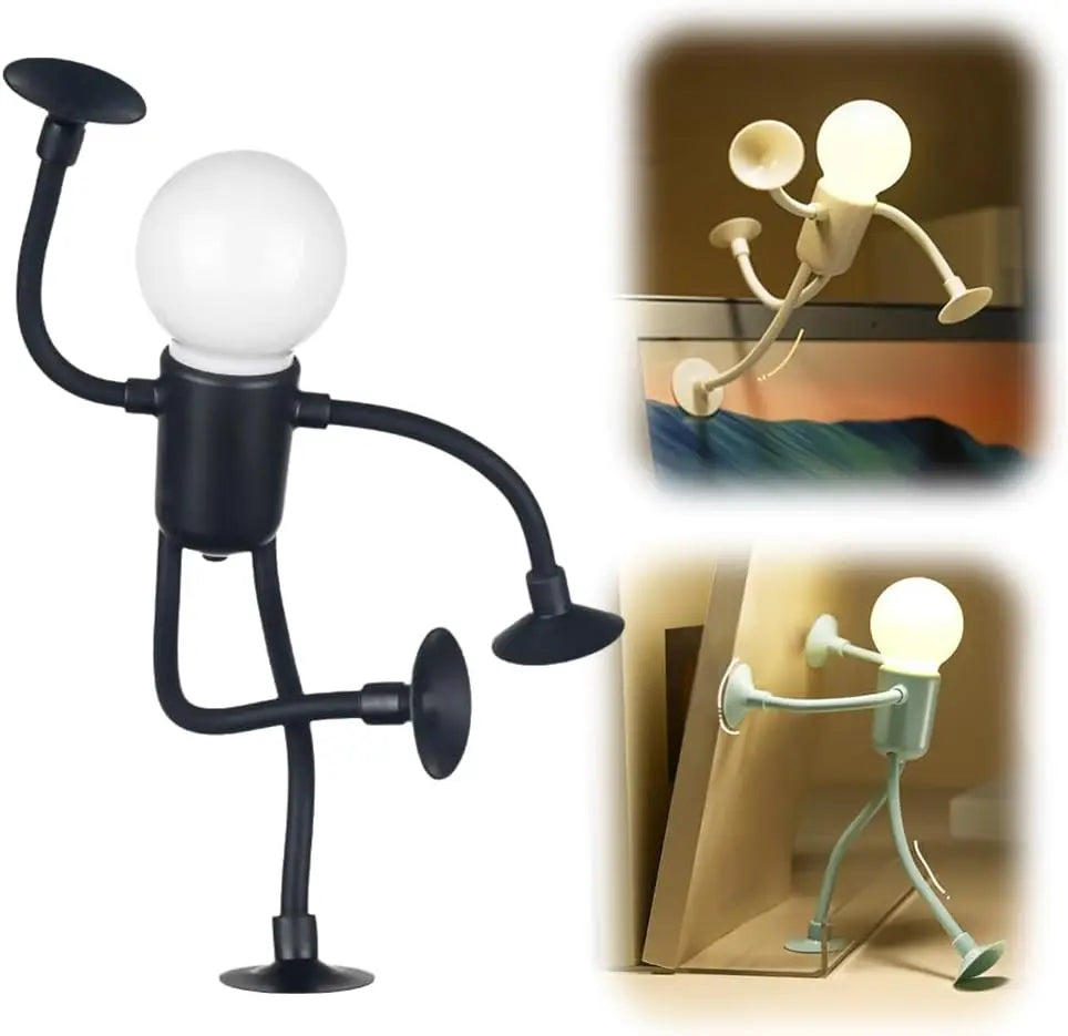 Lampe Veilleuse Flexible Ventouse en Forme de Bonhomme