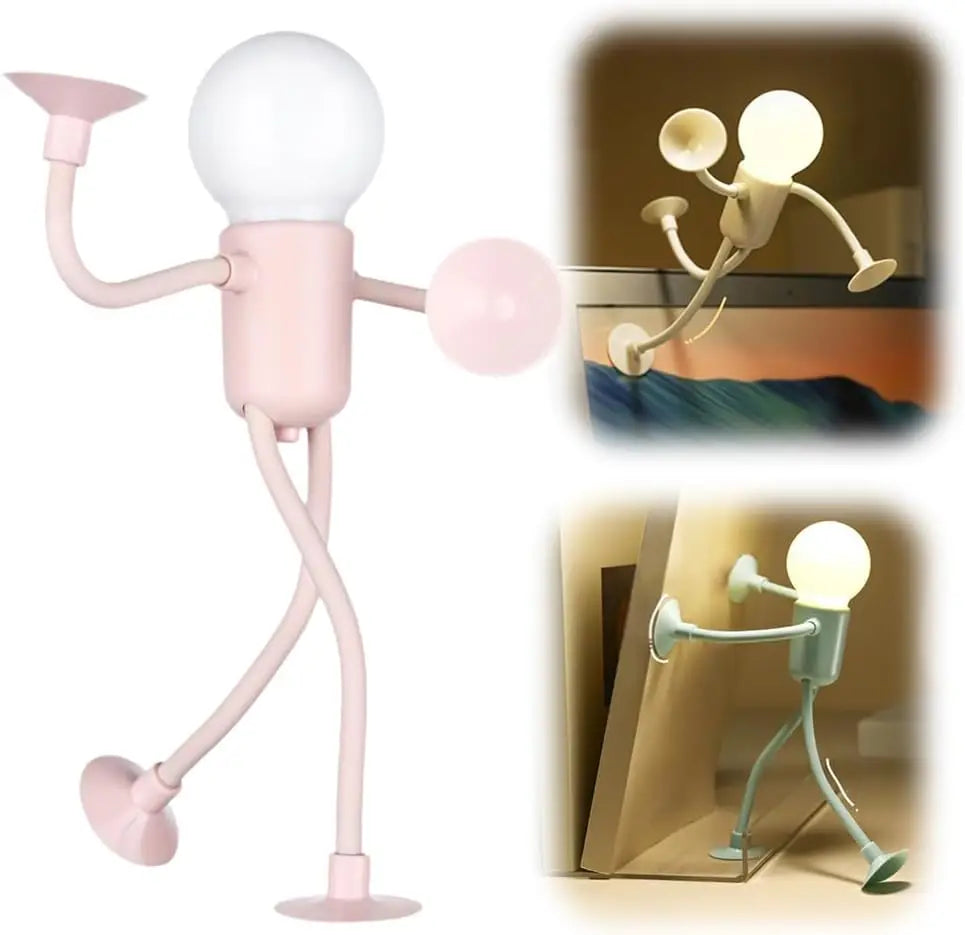 Lampe Veilleuse Flexible Ventouse en Forme de Bonhomme