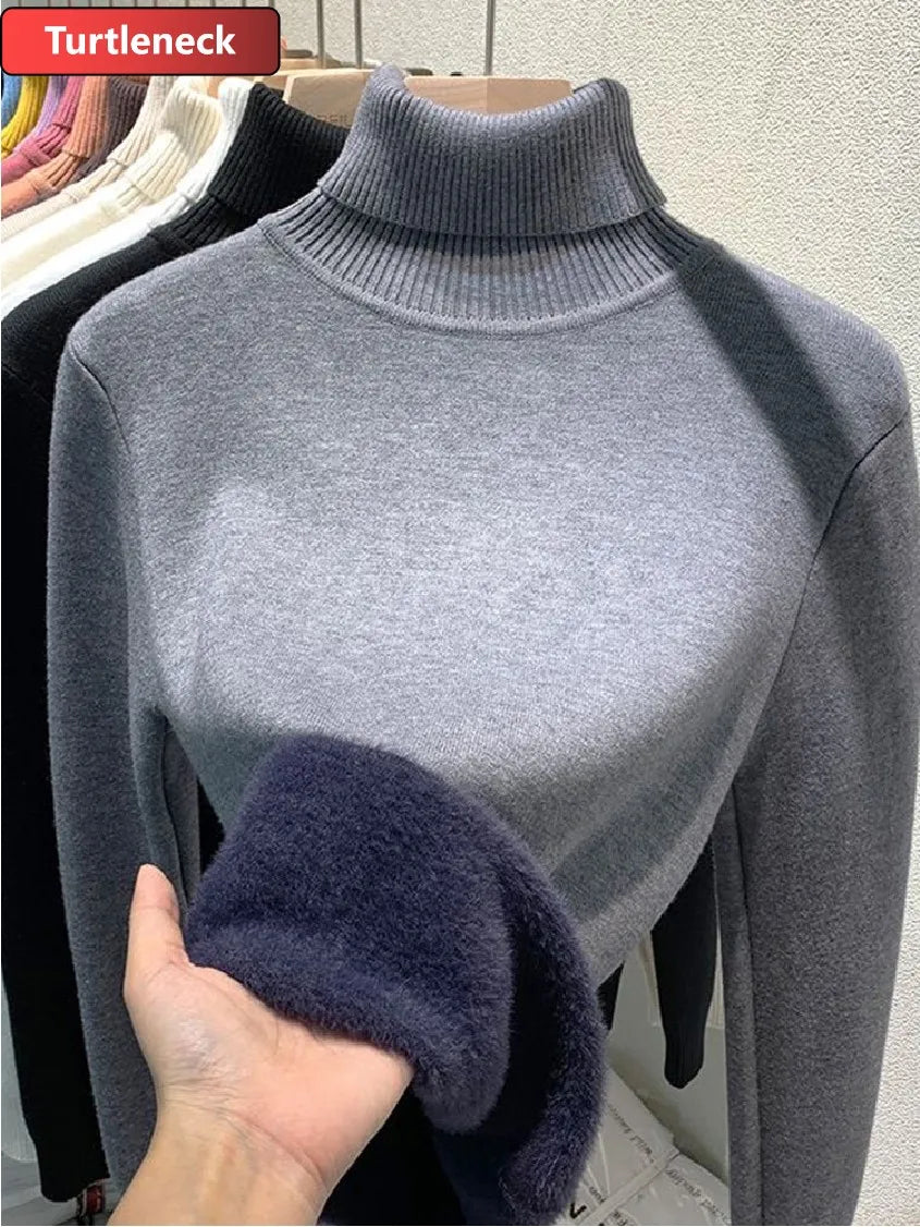 Pull Slim Col Roulé - Intérieur Peluche Douce