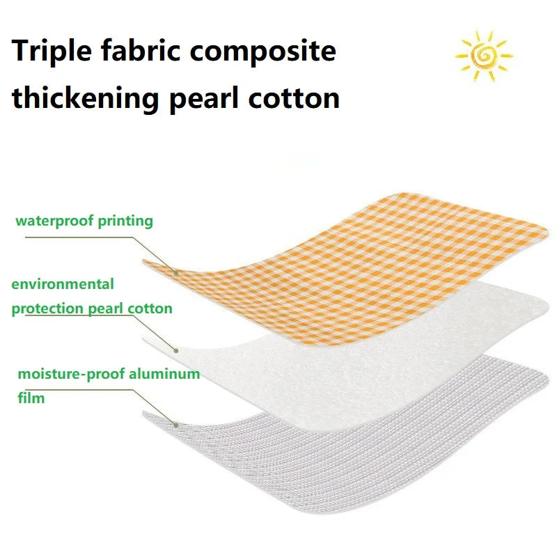 Tapis de Camping et Pique-Nique Vichy Jaune Pliable – Compacte, Imperméable et Facile à Transporter