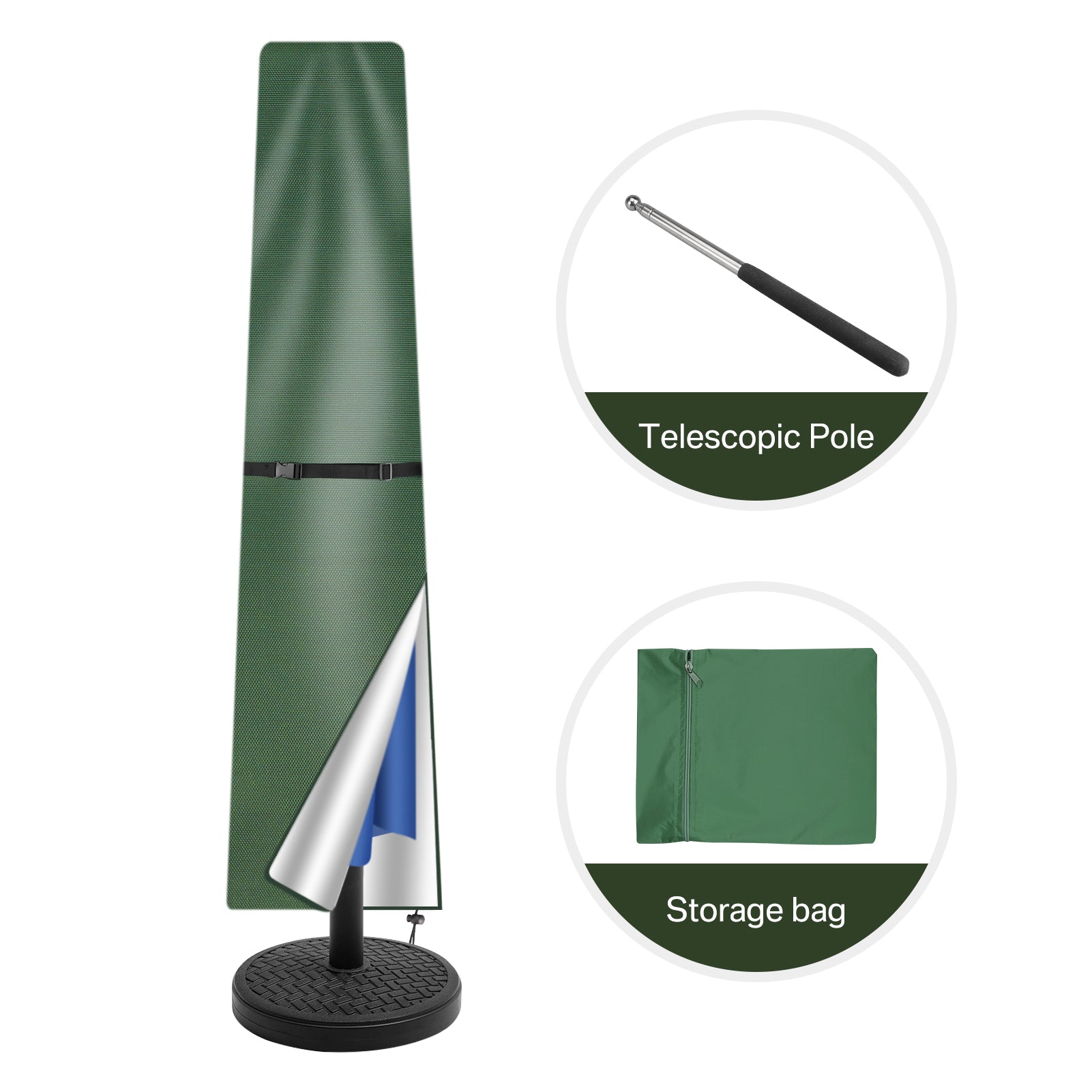 Housse de parasol droit 190 cm / Vert,Housse de parasol droit 170cm / Vert
