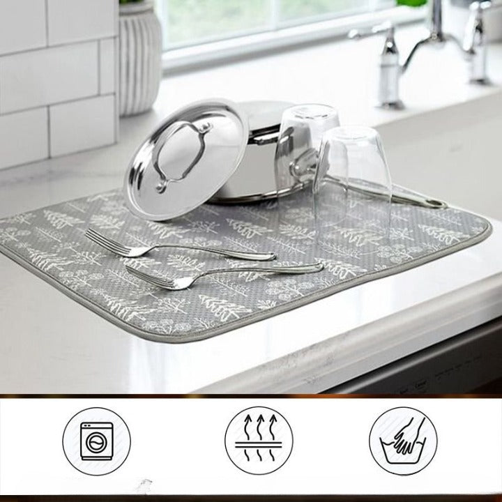 Ultra-absorbent dish drying mat