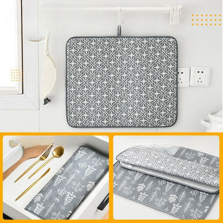 Ultra-absorbent dish drying mat