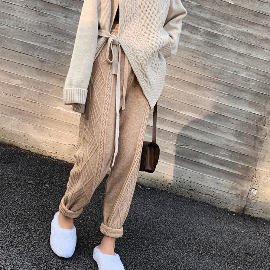 Pantalon décontracté en laine tricoté