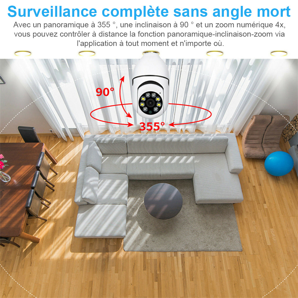 Caméra ampoule connectée - Vision HD 360°
