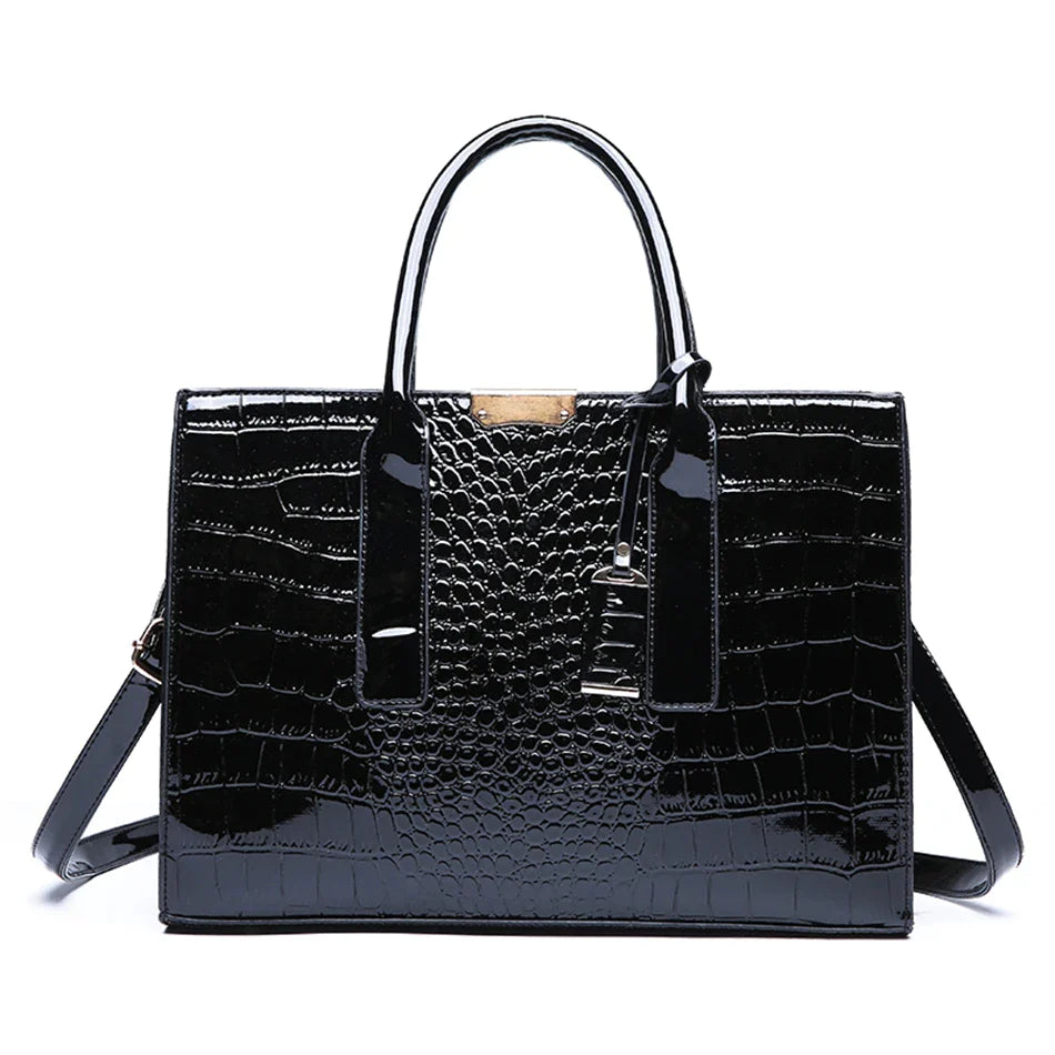 Ensemble Sac cabas croco avec porte-feuille et porte-carte