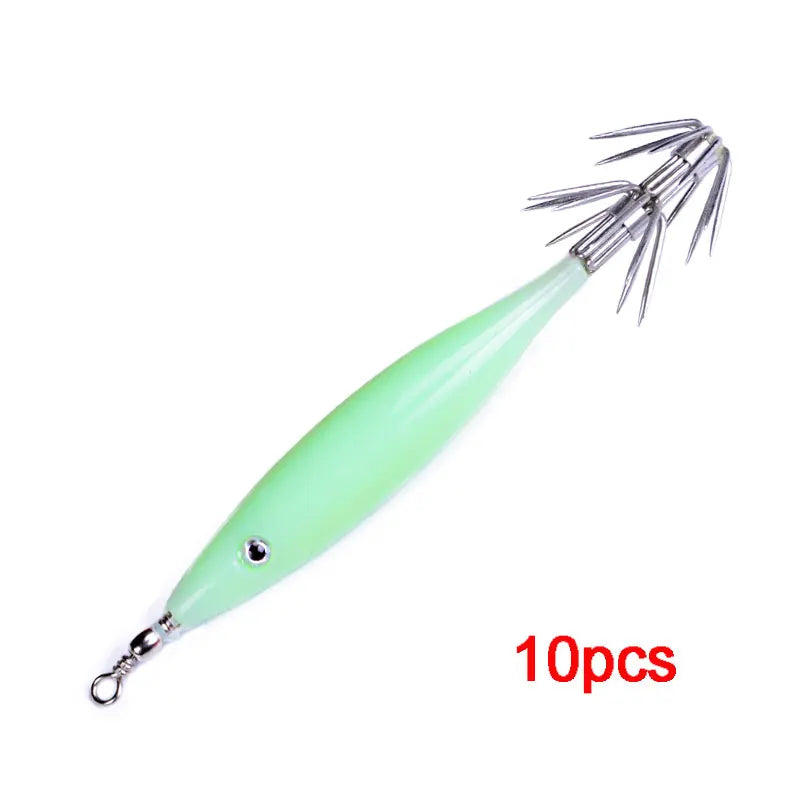 Lot de 10 Leurres de Pêche Balleo Imitation Calamar – 7 cm, 3,5 g, 5 Coloris – Hameçons en Acier au Carbone