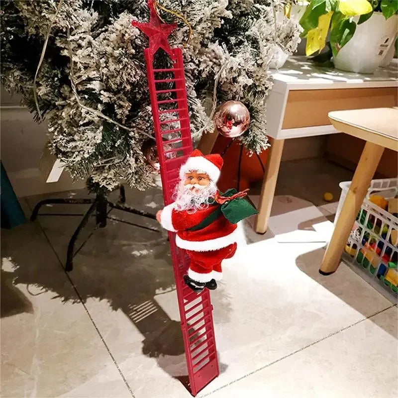 Père Noël Grimpeur électrique sur échelle avec musique