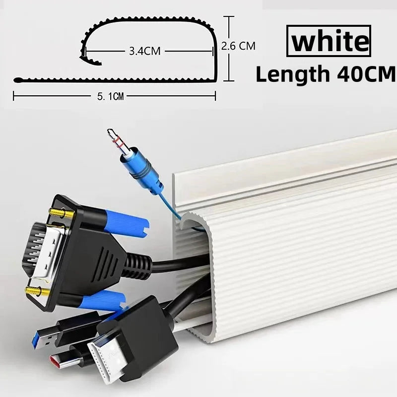 Cache-Câble en PVC Auto-Adhésif pour Fil d'Alimentation - 40CM