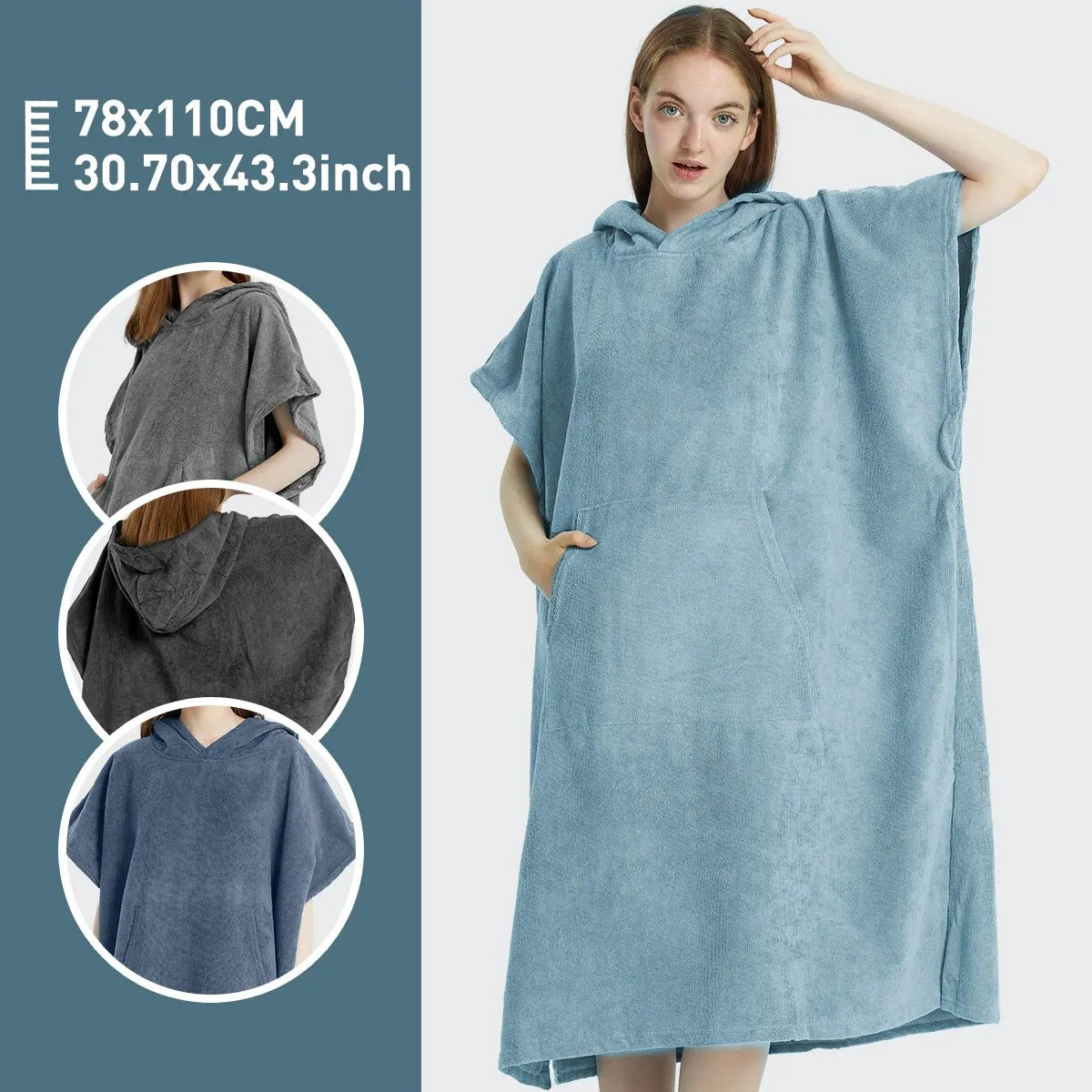 Poncho Serviette Microfibre à Séchage Rapide & Capuche