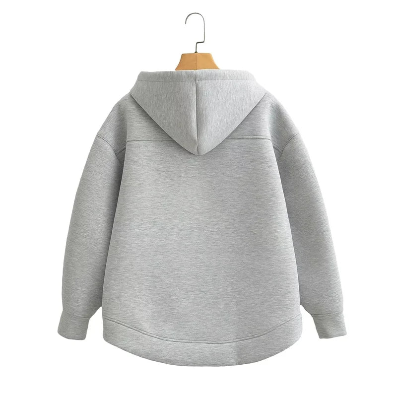 Sweat à capuche zippé épais et surdimensionné