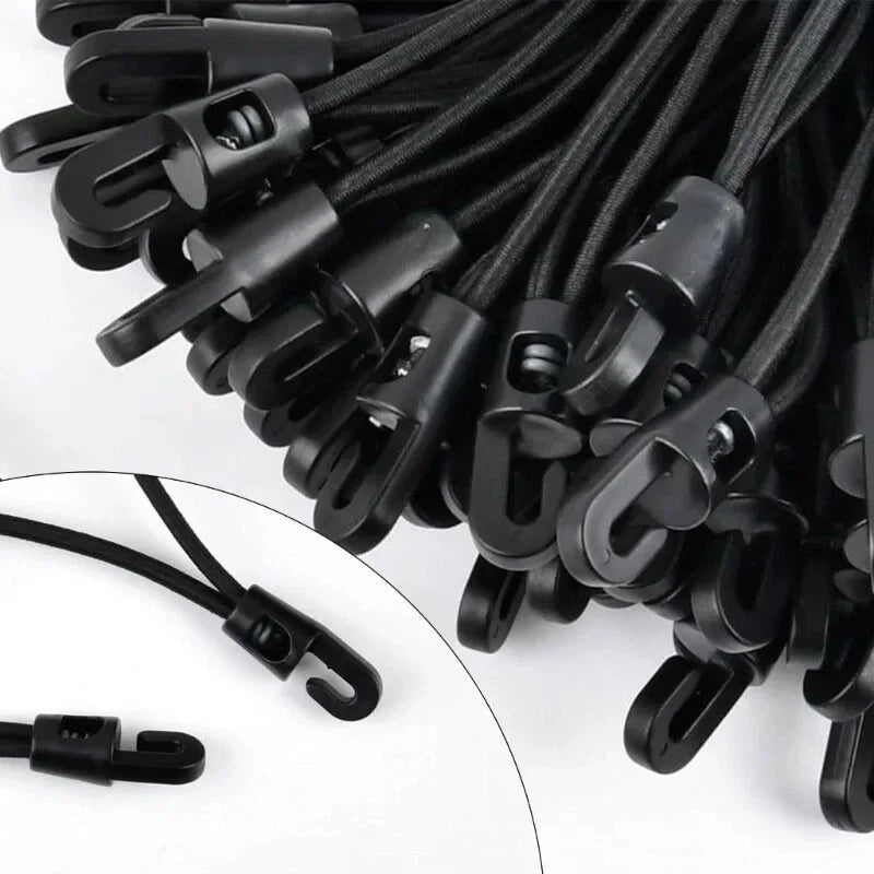 Lot de 30 Cordes Élastiques avec Crochets – Attaches Multifonctions Haute Élasticité – Camping, Bagages, Vélo & Voiture
