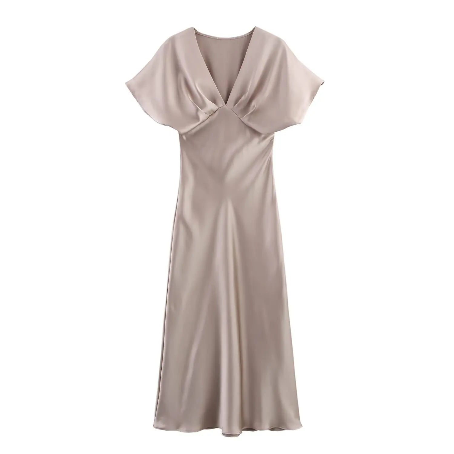 Robe élégante à Col V en Satin