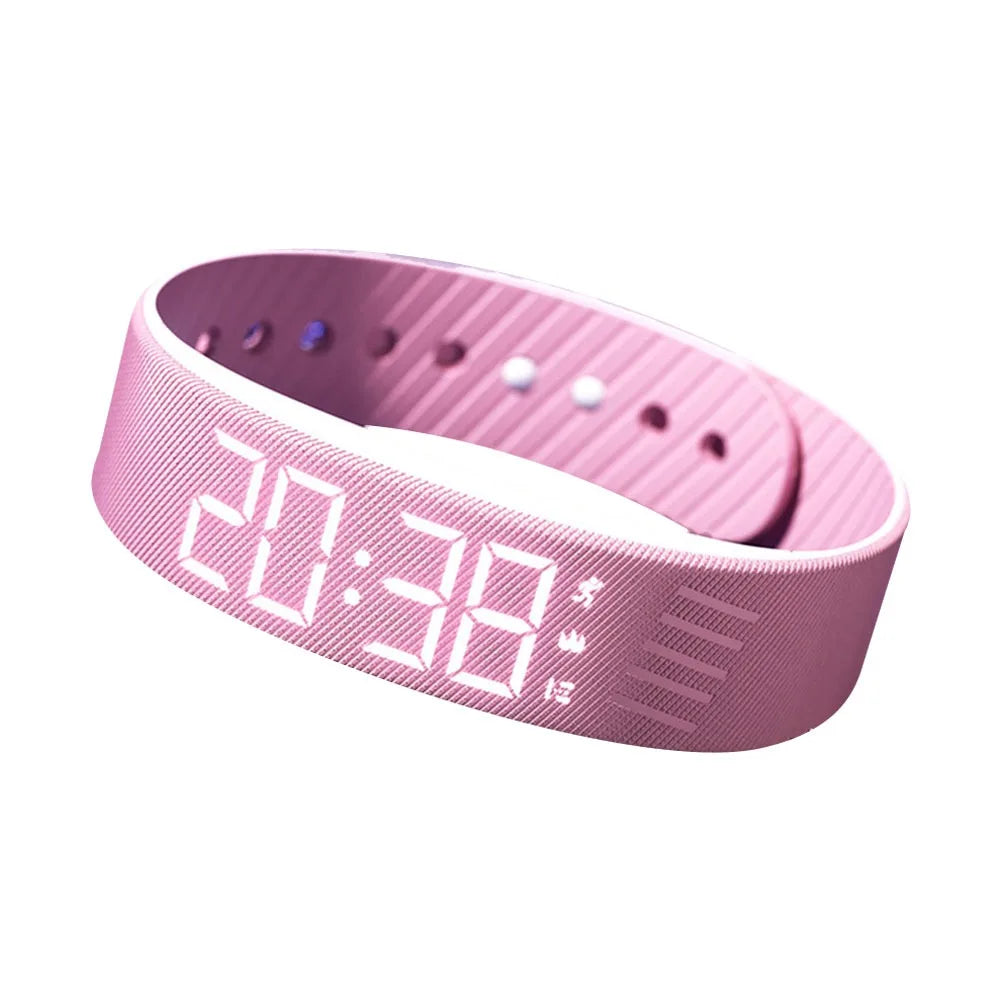 Bracelet Réveil Vibrant Étanche – Horloge LED avec Alarme, Podomètre et Bracelet Réglable