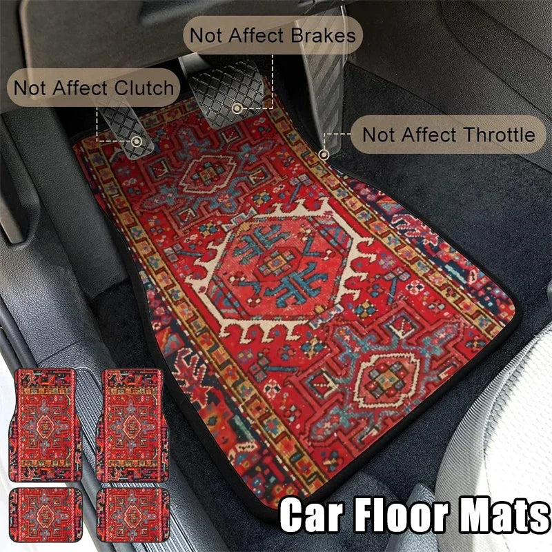 Tapis de Sol de Voiture en Caoutchouc Antidérapant à Motifs - 4PCS