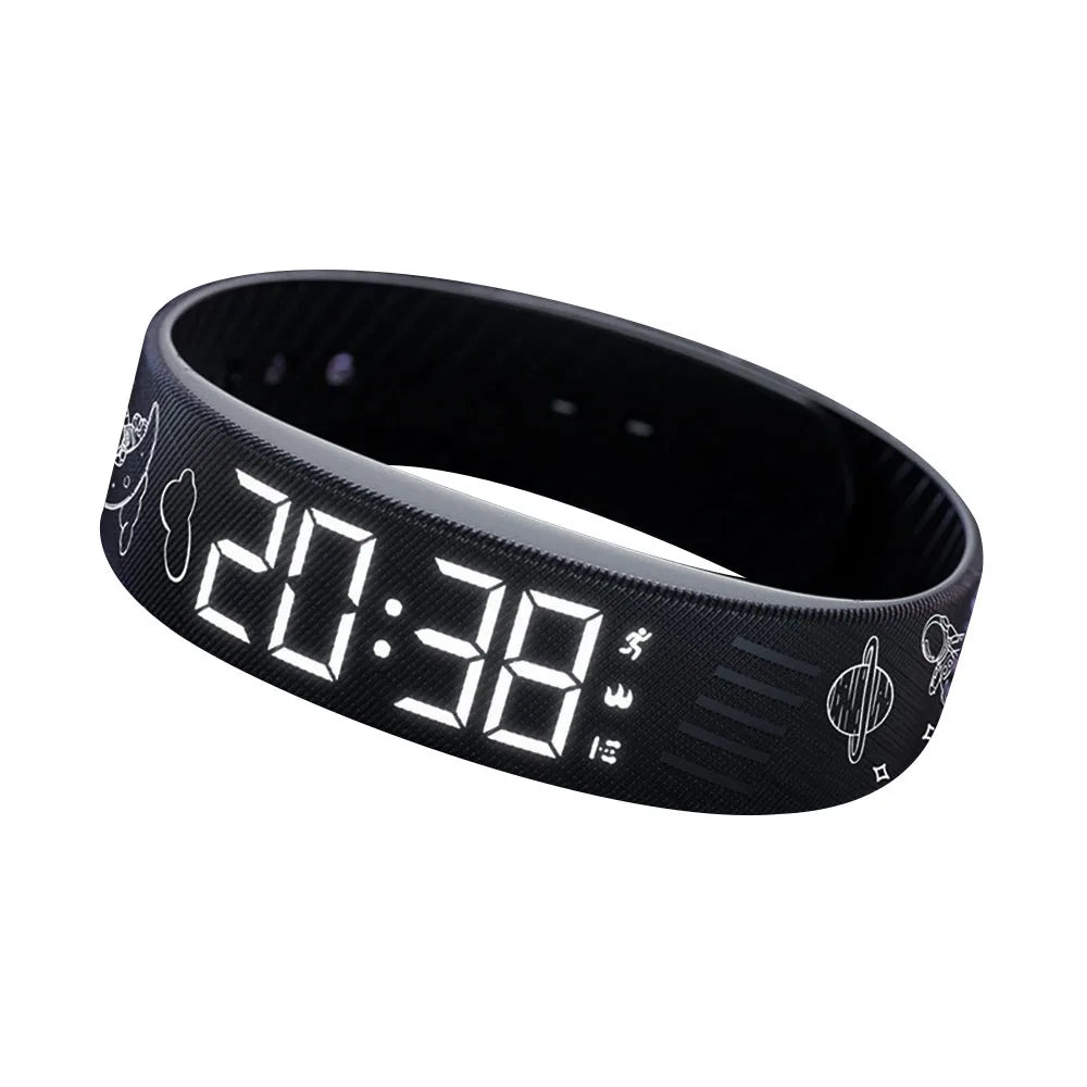 Bracelet Réveil Vibrant Étanche – Horloge LED avec Alarme, Podomètre et Bracelet Réglable