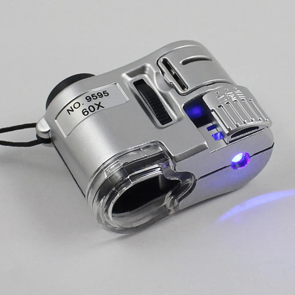 Loupe de Poche 60X avec LED – Mini Microscope Portable pour Bijoux, Devises et Inspection de Précision
