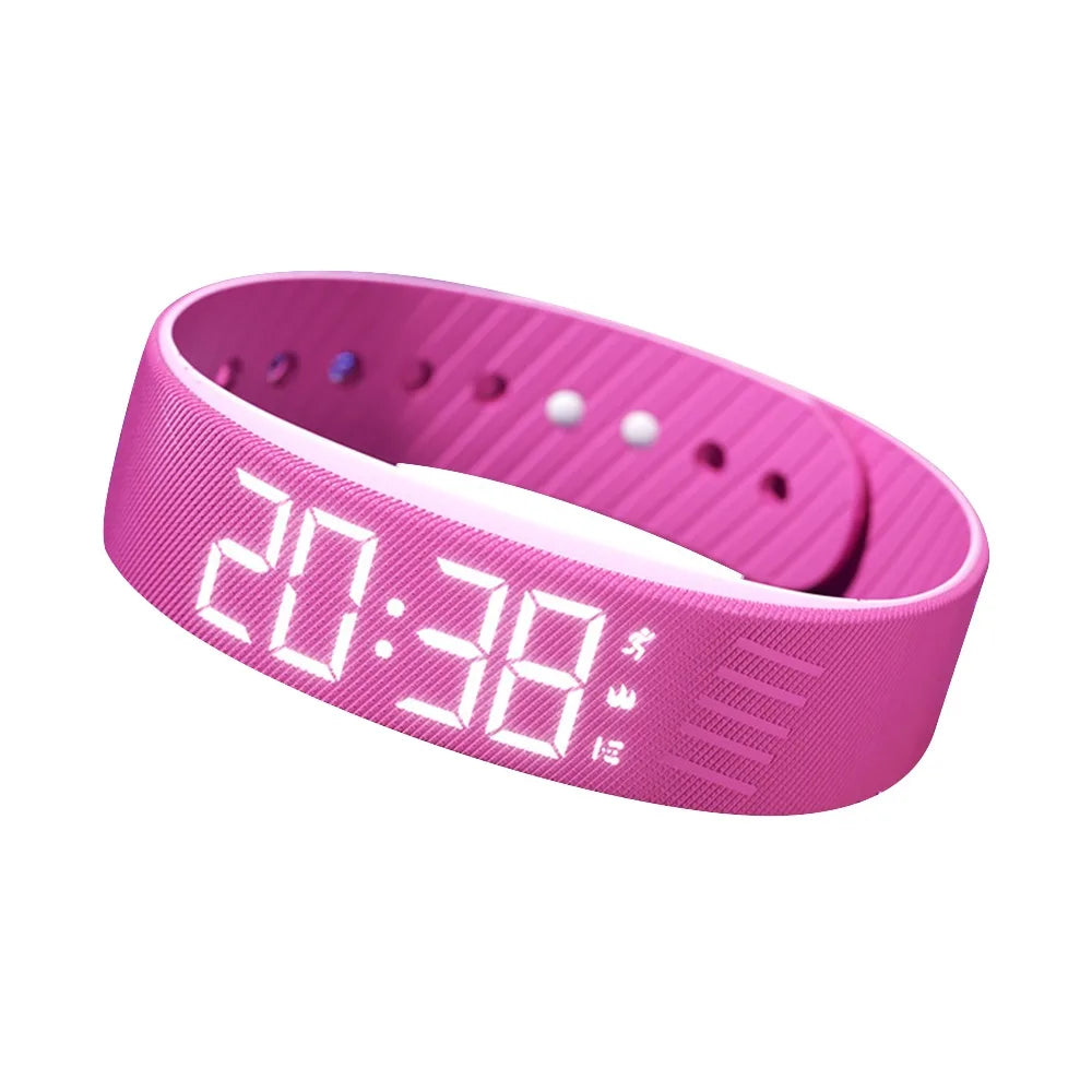 Bracelet Réveil Vibrant Étanche – Horloge LED avec Alarme, Podomètre et Bracelet Réglable