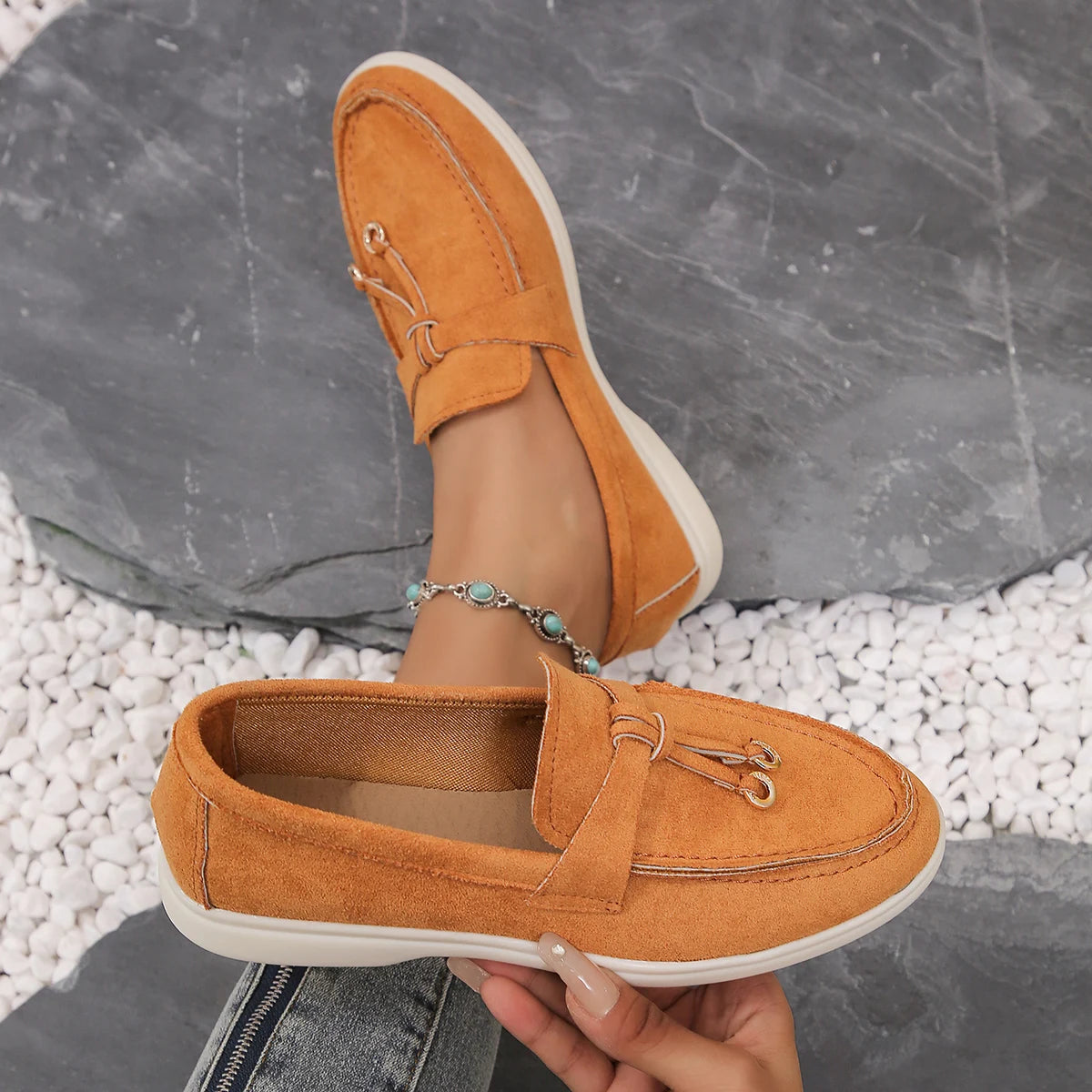 Mocassins Femme Rétro en Cuir Ultra Confort