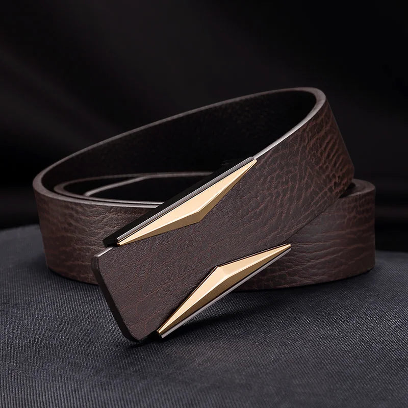 Ceinture design épuré en cuir véritable pour Homme