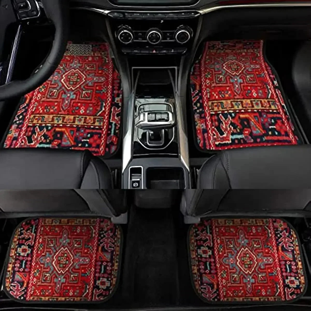 Tapis de Sol de Voiture en Caoutchouc Antidérapant à Motifs - 4PCS