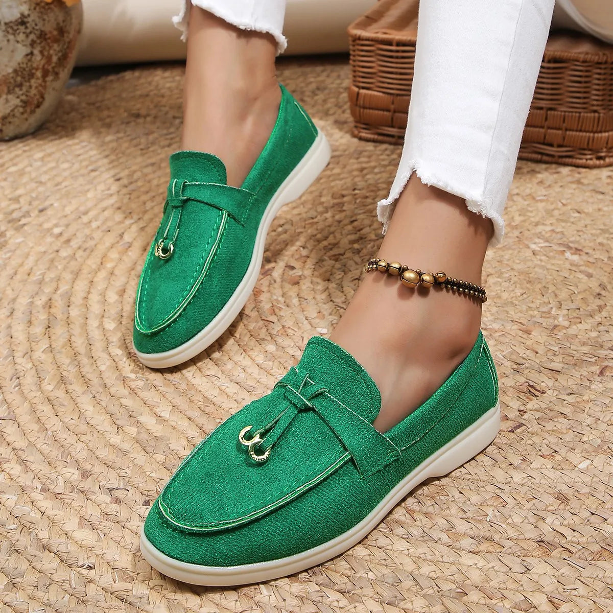 Mocassins Femme Rétro en Cuir Ultra Confort