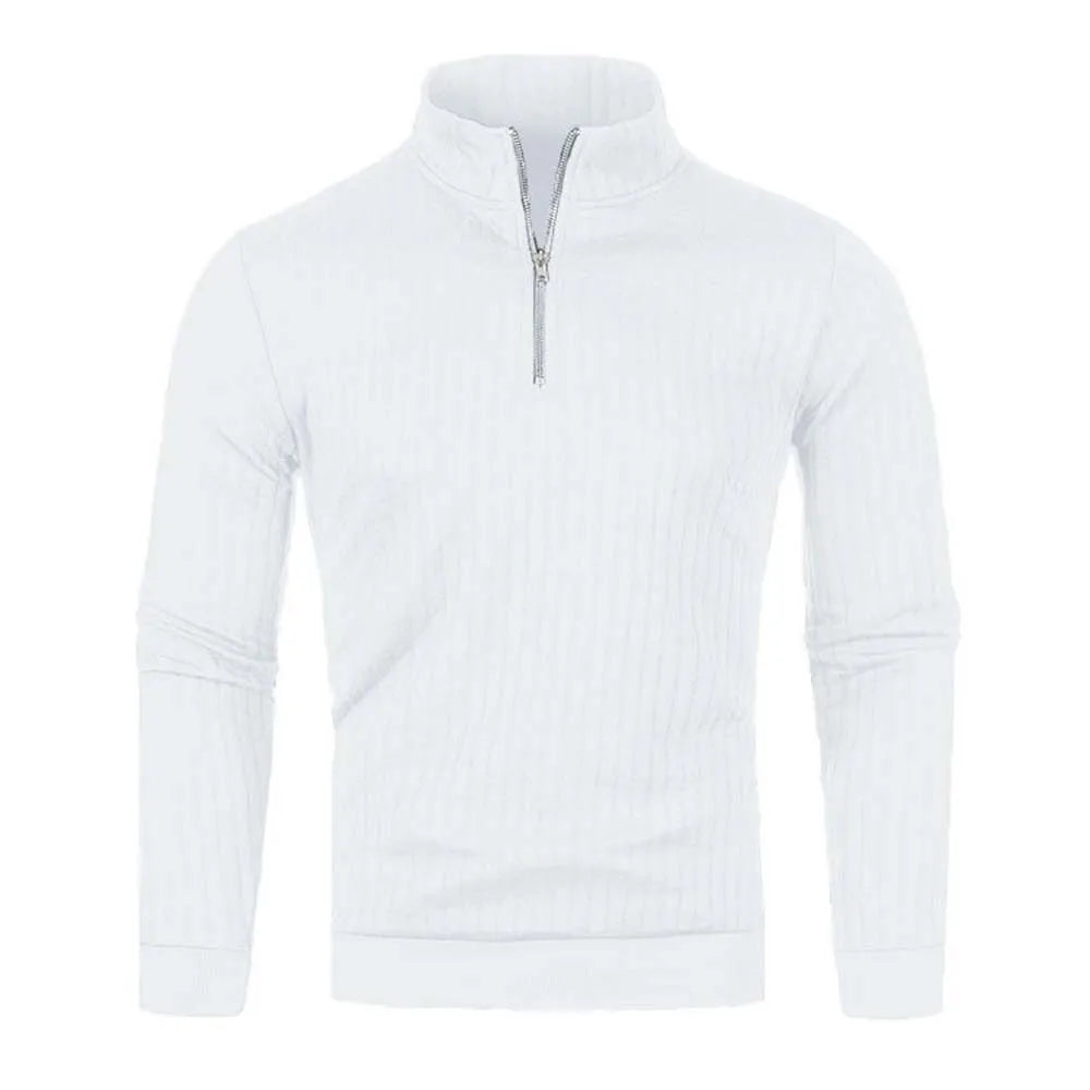 Pull côtelé à col cheminé à zip