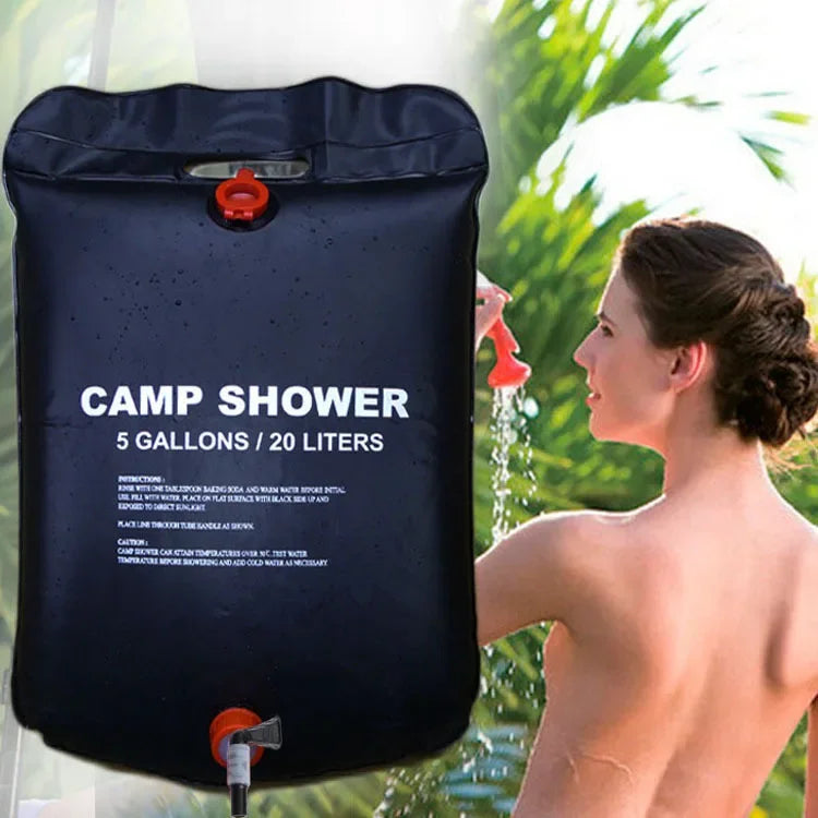 Douche Solaire Portable 20L pour Camping – Sac de Douche Extérieur Grande Capacité