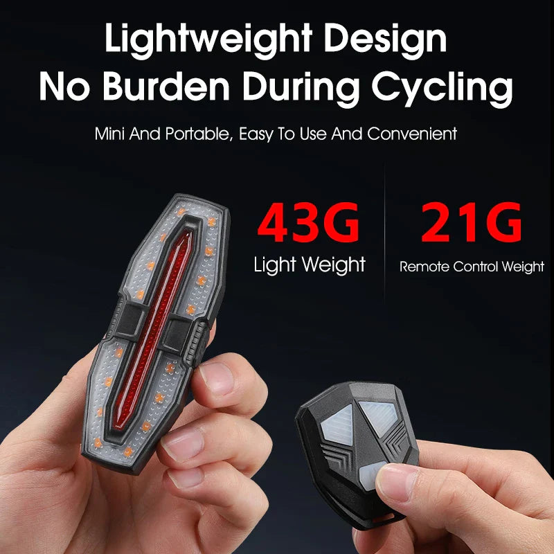 Feu arrière de vélo avec clignotants télécommandés rechargeable USB
