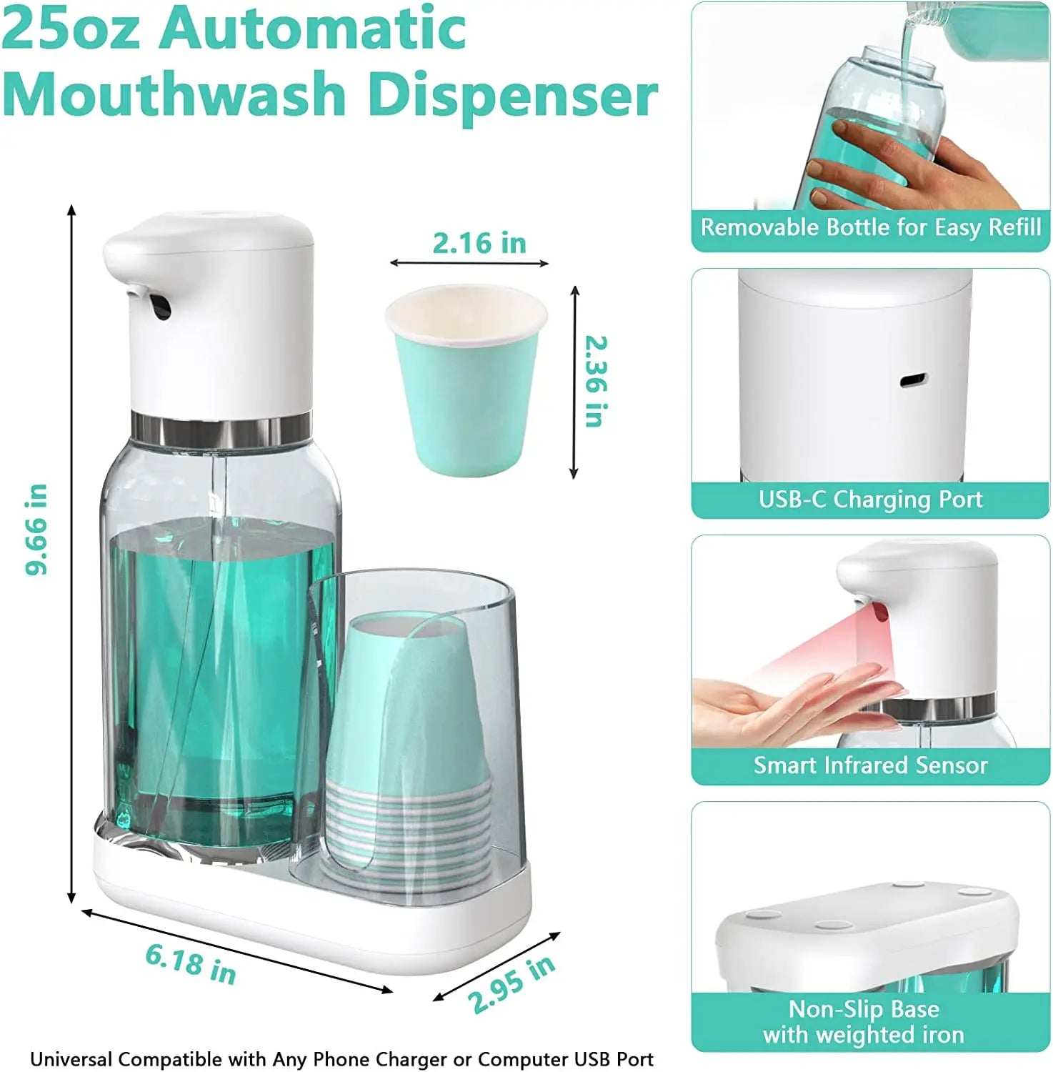 Distributeur automatique de rince bouche avec gobelets