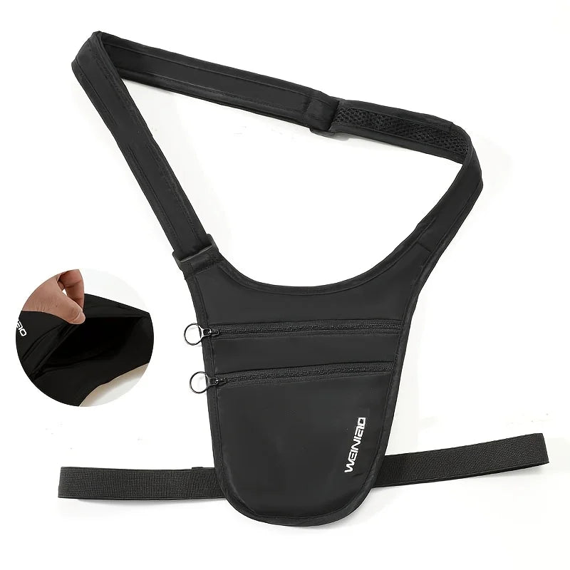 Mini Sac Bandoulière Antivol avec Sangle de Taille & 2 Poches Zippées – Pochette de Voyage pour Essentiels