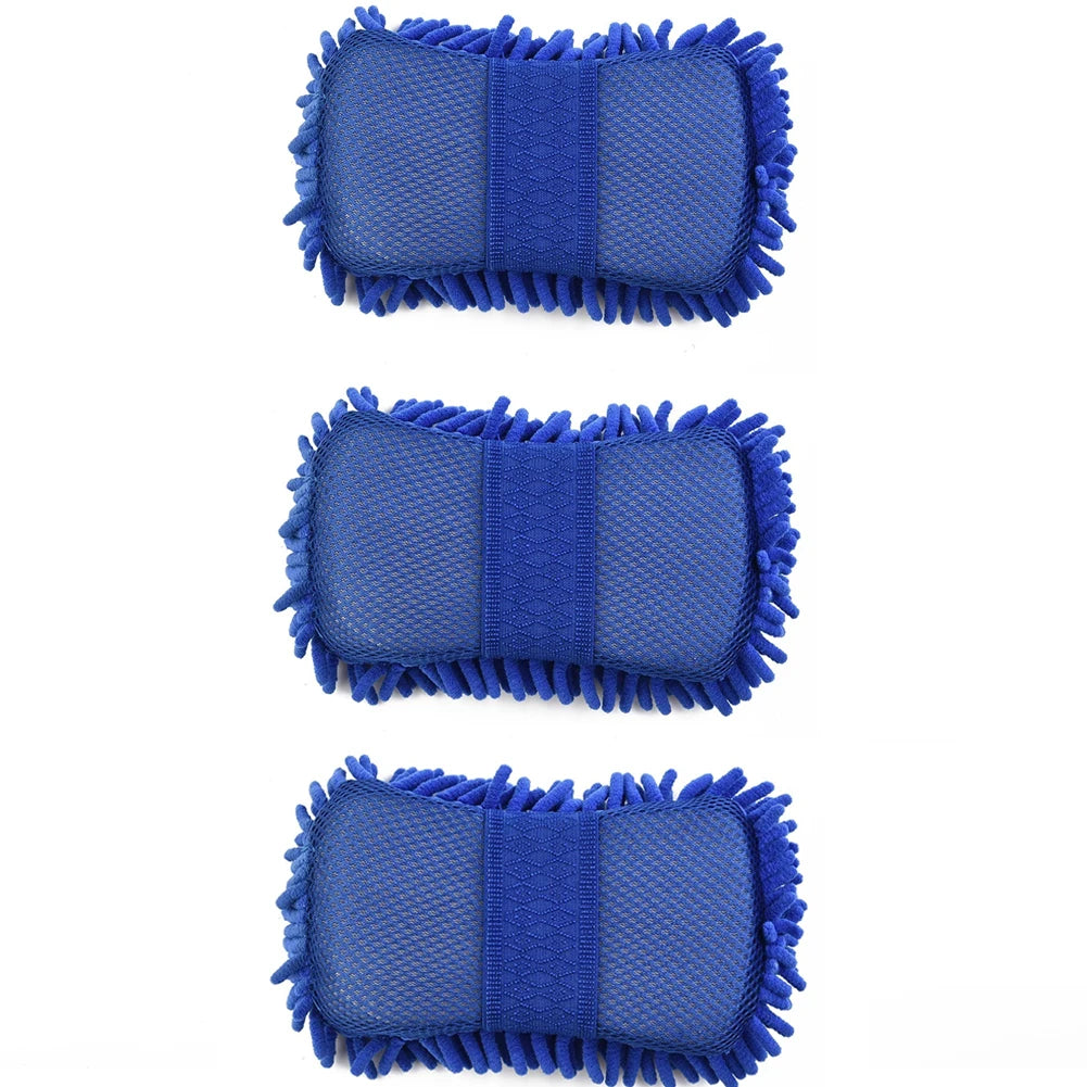 Lot de 3 Éponges en Microfibre pour Lavage & Polissage de Voiture