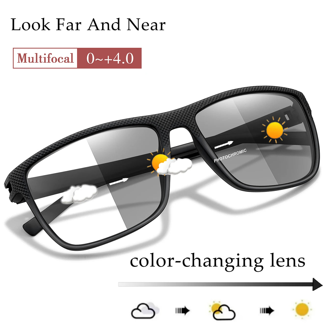 Lunettes Presbytes Photochromiques Ultra-Légères — Verres Teintants Auto
