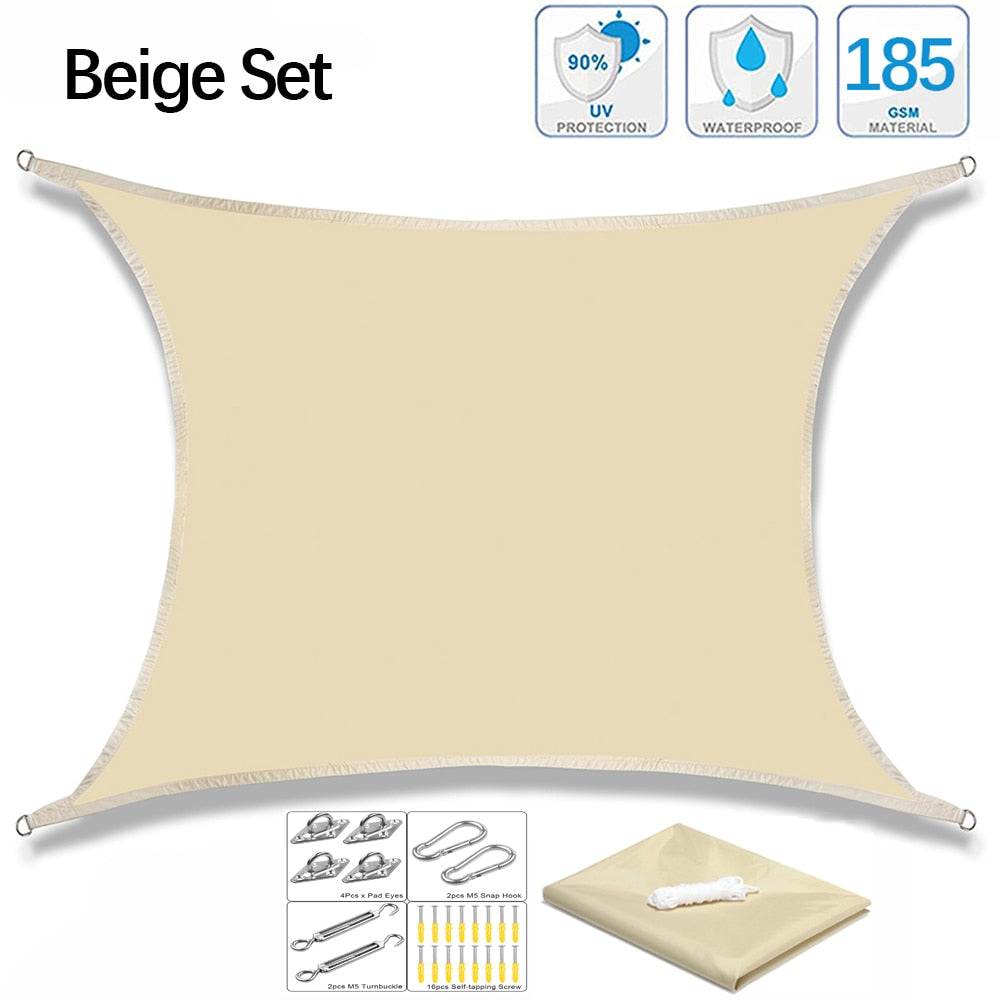 Voile d'ombrage carré ou rectangulaire - Kit complet