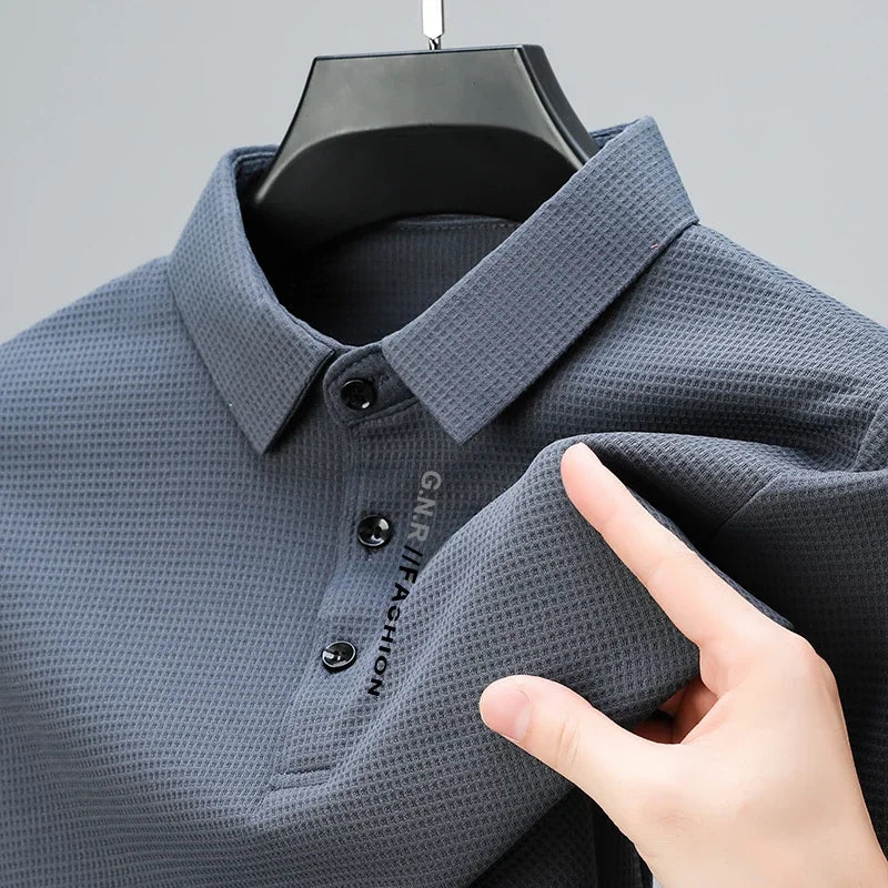 Polo Homme Gaufré Confort - Manches Longues