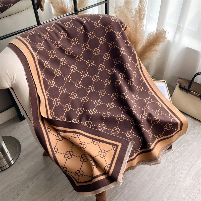 Écharpe Châle à Motif Monograme Imitation Cachemire