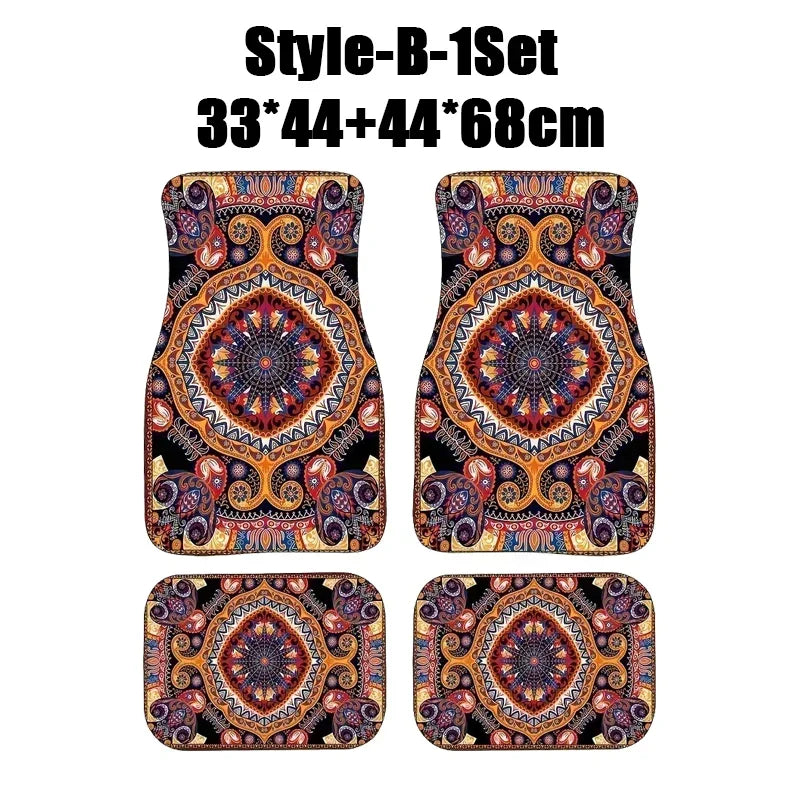 Tapis de Sol de Voiture en Caoutchouc Antidérapant à Motifs - 4PCS