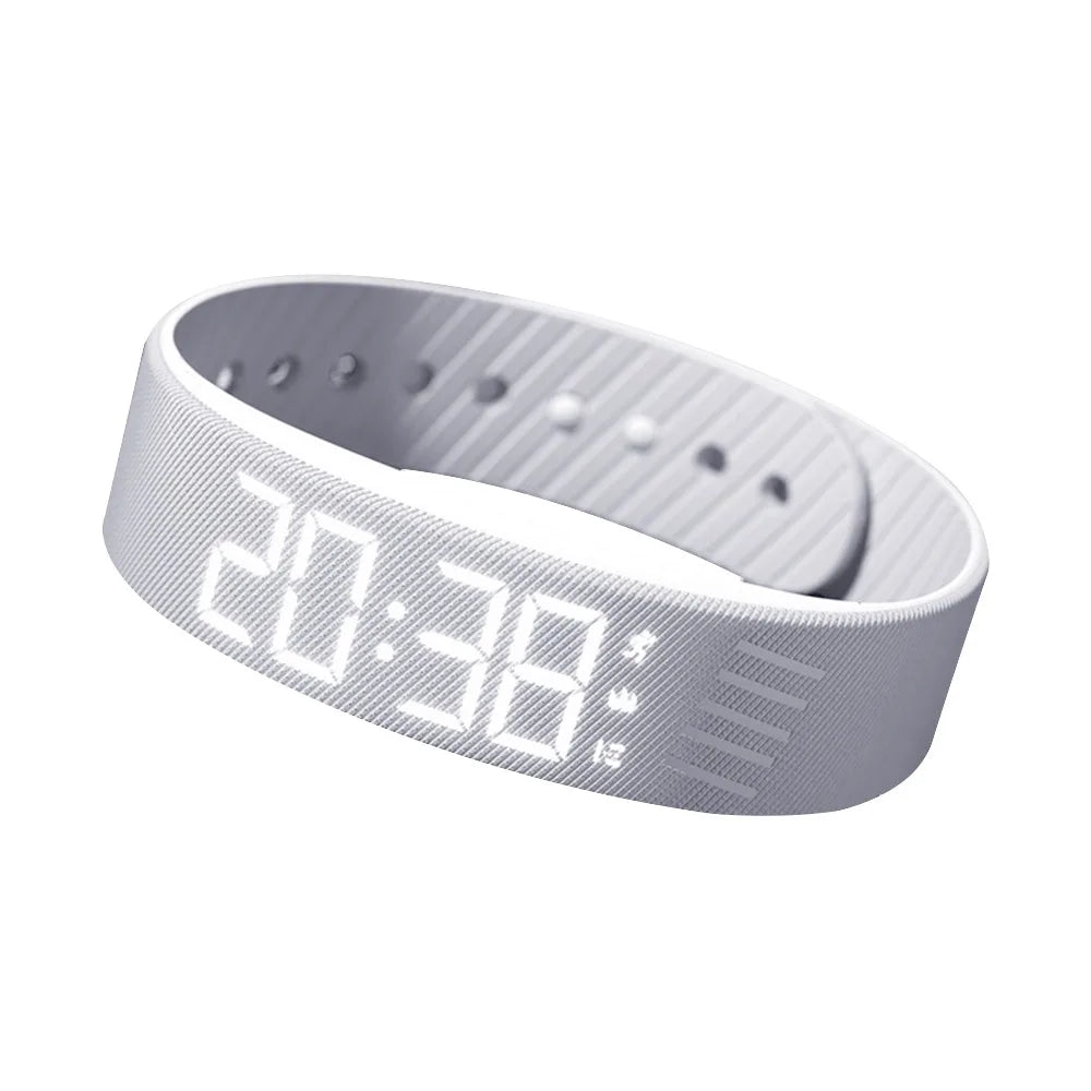 Bracelet Réveil Vibrant Étanche – Horloge LED avec Alarme, Podomètre et Bracelet Réglable