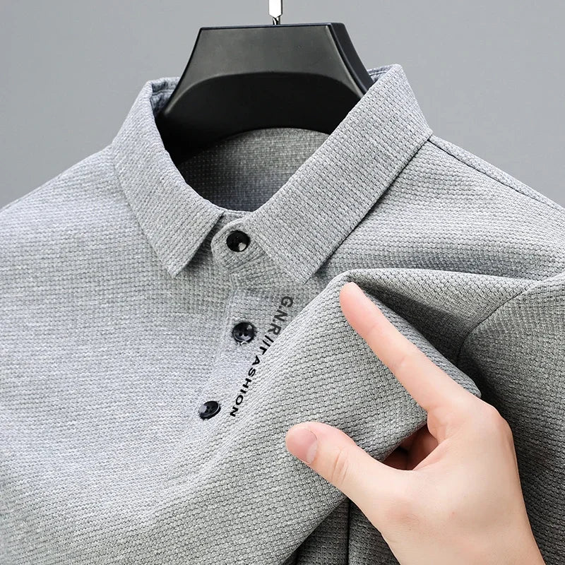 Polo Homme Gaufré Confort - Manches Longues