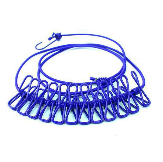 Corde élastique de séchage des vêtements voyage - 12 clips
