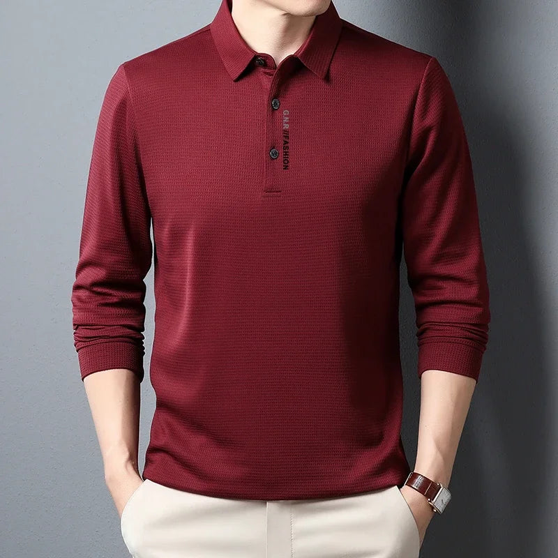 Polo Homme Gaufré Confort - Manches Longues