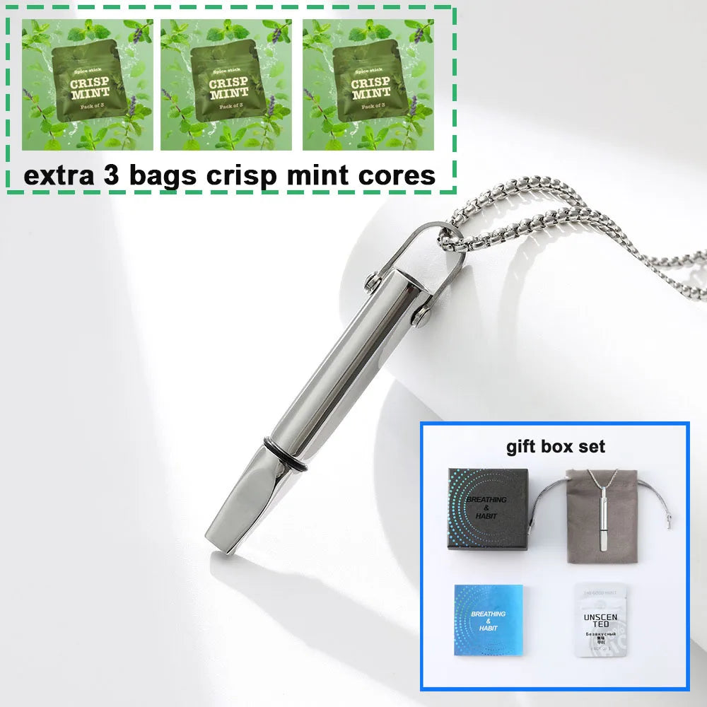 Collier Inhalateur d'Arômes Portable pour Arrêter de Fumer – Diffuseur Personnel Sans Batterie & Sans Vapeur + 3 Recharges OFFERTES